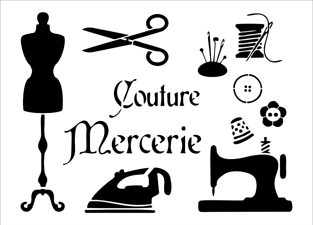 Pochoir Couture & Mercerie - Ateliergrisceleste