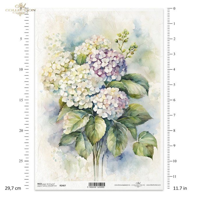 Papier de Riz Bouquet d'Hortensias R2467