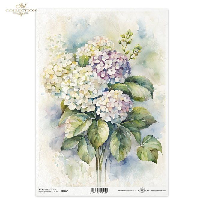 Papier de Riz Bouquet d'Hortensias R2467