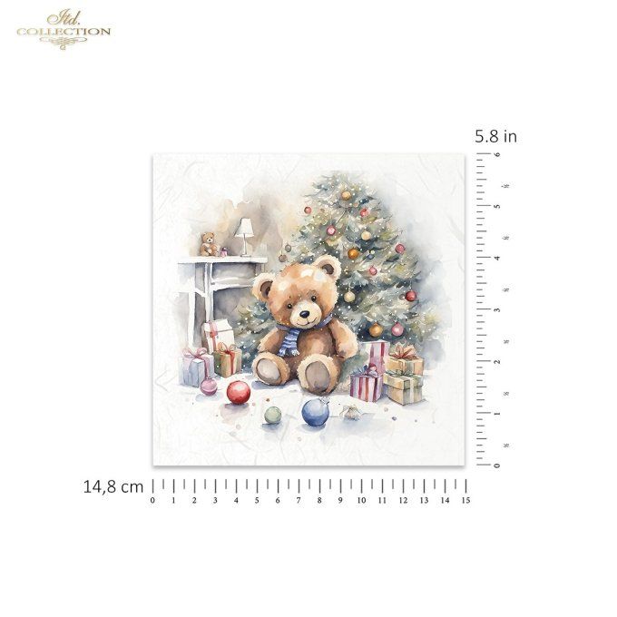 Papier de Riz Nounours de Noël X 6 RSM138