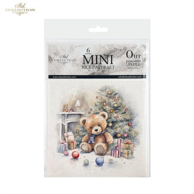 Papier de Riz Nounours de Noël X 6 RSM138